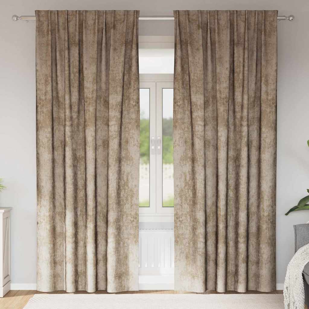 Curtain with Curtains 2 pcs Champagne 260 x 140 cm Velvet